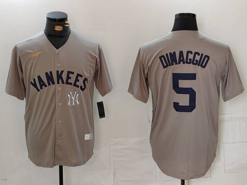 Men New York Yankees #5 Dimaggio Grey Throwback Game 2024 Nike MLB Jersey style 8143